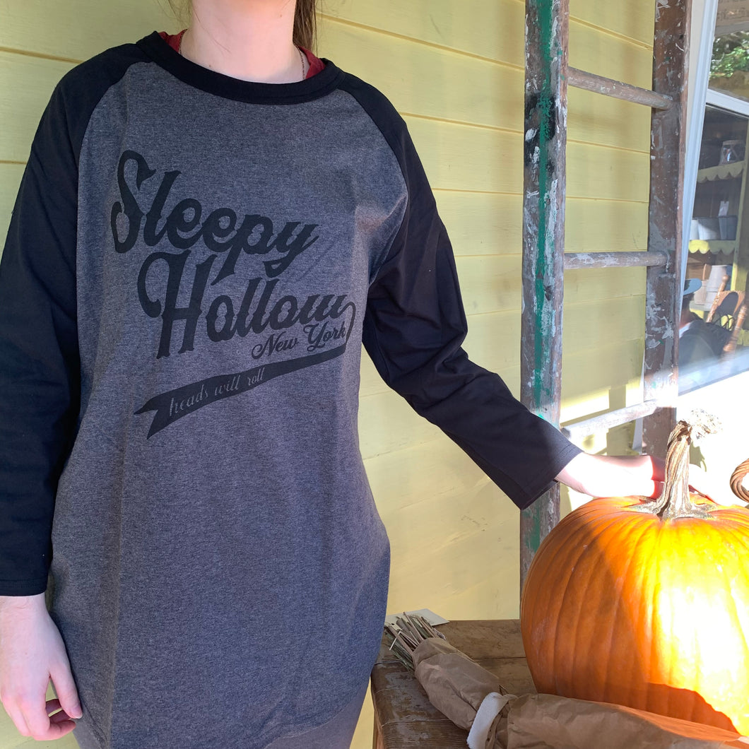 Sleepy Hollow Dark Grey & Black Baseball Tee